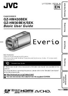 JVC Everio GZ HM 430 manual. Camera Instructions.